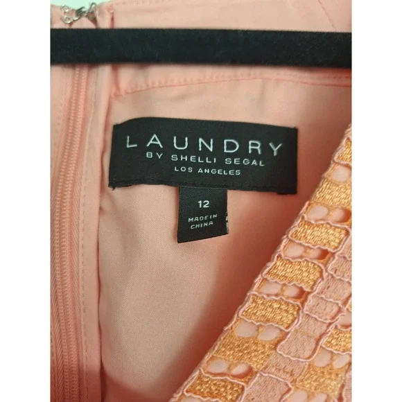 Laundry by Shelli Segal peach lace dress size 12 - Picture 3 of 7